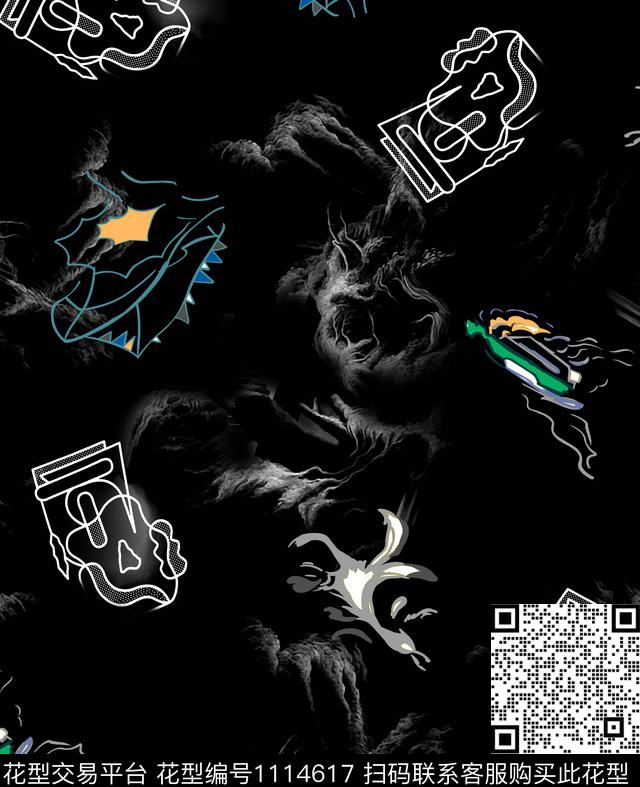 简约格子字母数码印花华亿平台下载（图片编号: 1114617） - 瓦栏（Walan）