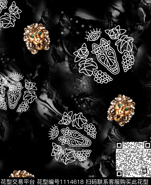 简约动物格子数码印花华亿平台下载（图片编号: 1114618） - 瓦栏（Walan）