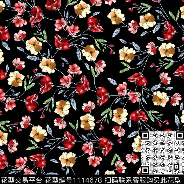 水彩花卉数码华亿平台花卉数码印花华亿平台下载（图片编号: 1114678） - 瓦栏（Walan）