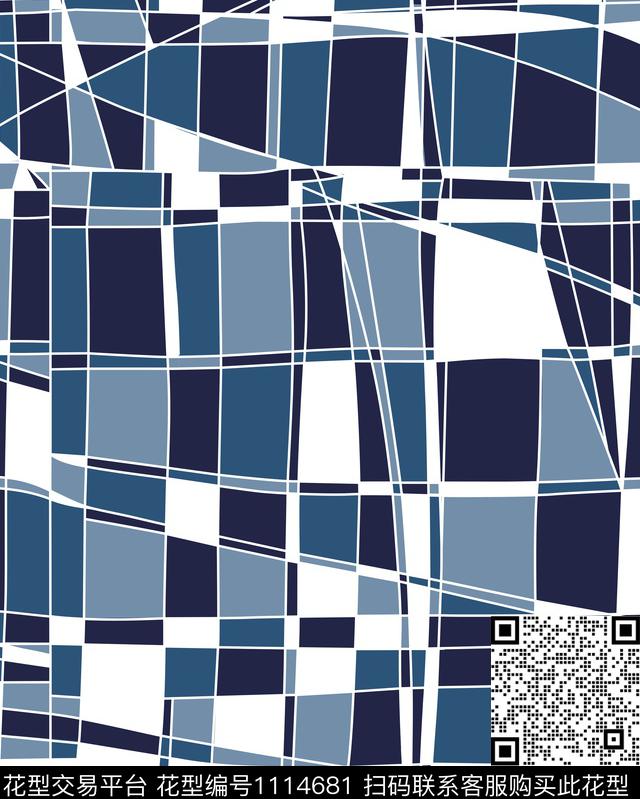 简约格子条格数码印花华亿平台下载（图片编号: 1114681） - 瓦栏（Walan）