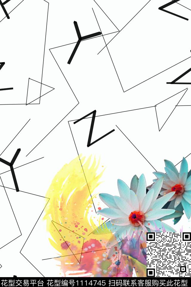 字母花卉抽象数码印花华亿平台下载（图片编号: 1114745） - 瓦栏（Walan）