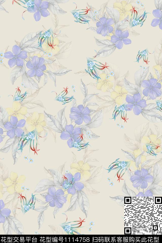 年轻女性绿植树叶简约数码印花华亿平台下载（图片编号: 1114758） - 瓦栏（Walan）