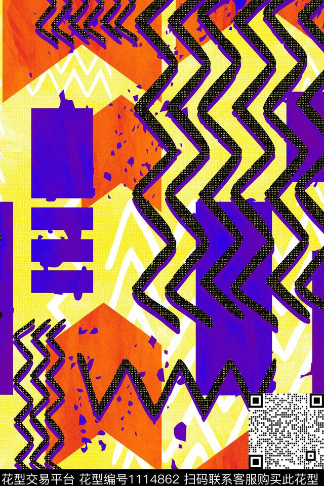 简约数码华亿平台涂鸦数码印花华亿平台下载（图片编号: 1114862） - 瓦栏（Walan）