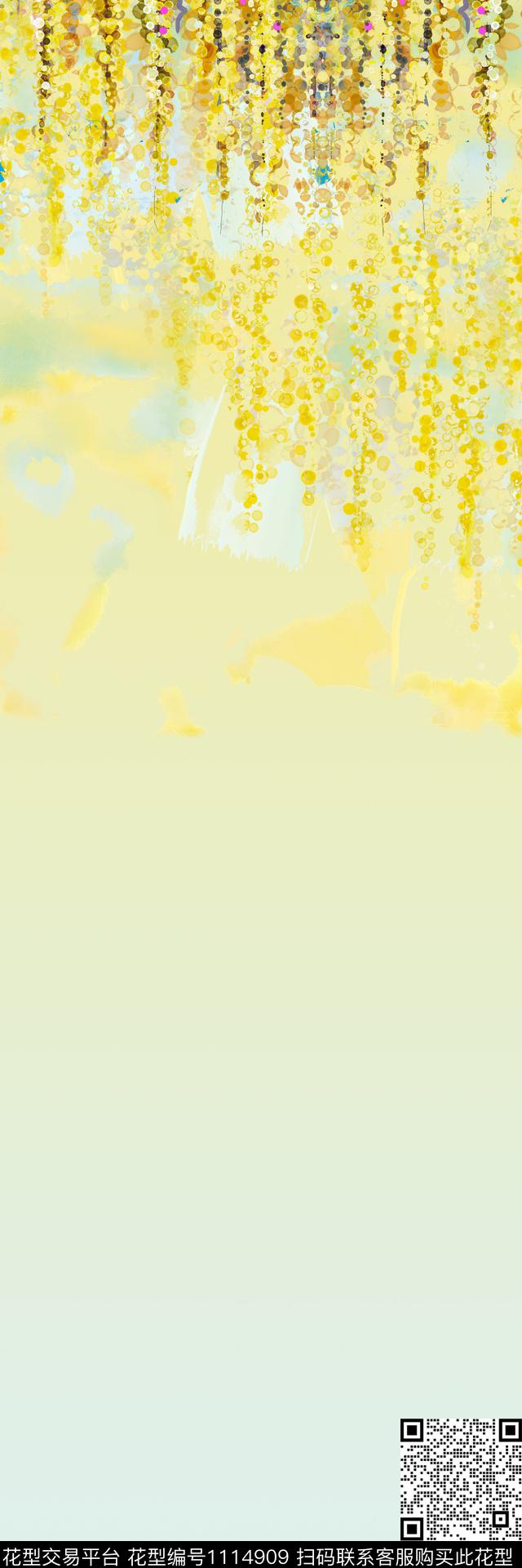 清爽底花卉肌理中国风定位花数码印花华亿平台下载（图片编号: 1114909） - 瓦栏（Walan）