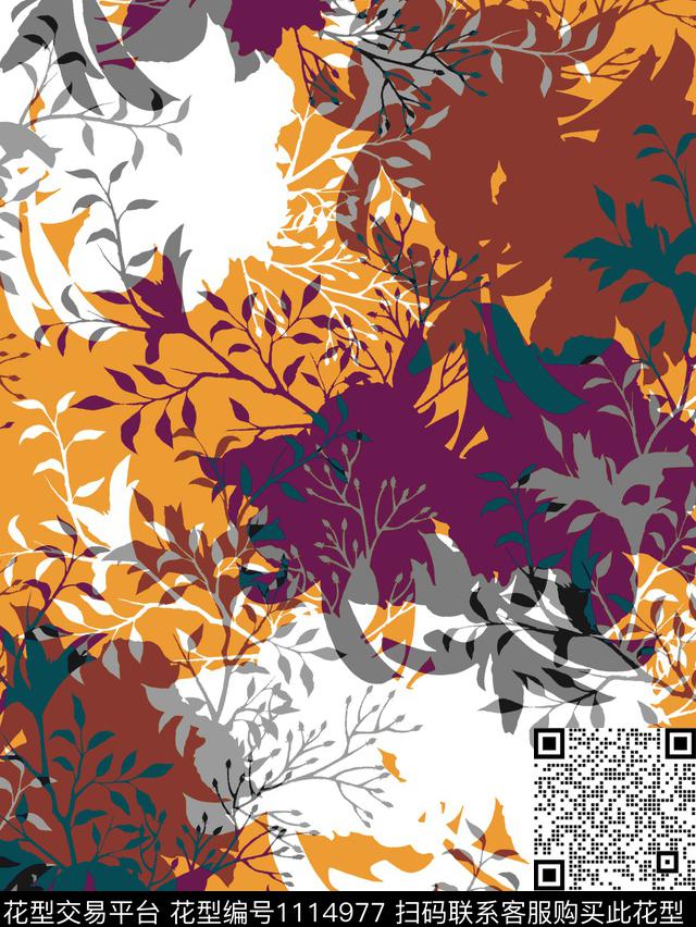 女装复古花卉数码印花华亿平台下载（图片编号: 1114977） - 瓦栏（Walan）