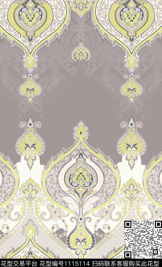 古典花纹佩斯利大牌风数码印花华亿平台下载（图片编号: 1115114） - 瓦栏（Walan）