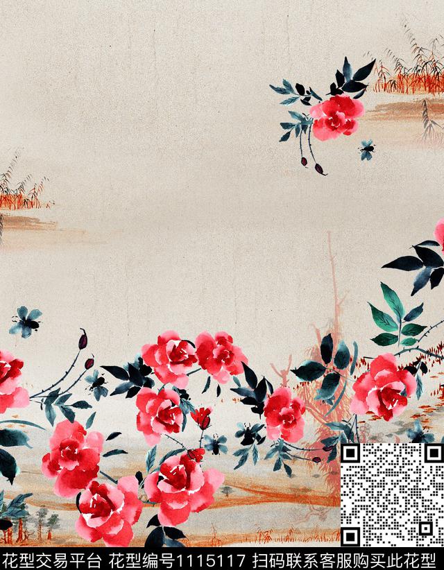 肌理花卉连衣裙数码印花华亿平台下载（图片编号: 1115117） - 瓦栏（Walan）