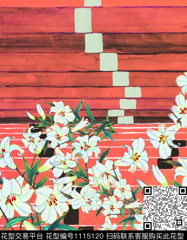 花卉连衣裙水墨风数码印花华亿平台下载（图片编号: 1115120） - 瓦栏（Walan）