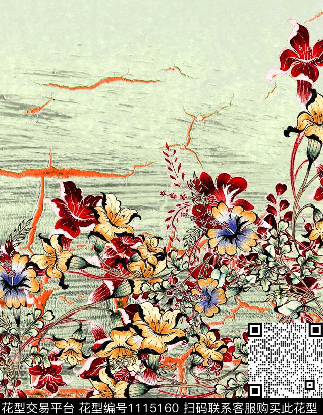 肌理花卉连衣裙数码印花华亿平台下载（图片编号: 1115160） - 瓦栏（Walan）