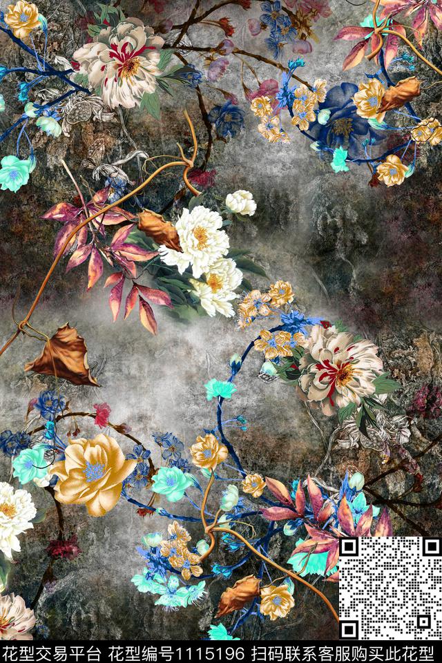 国画水彩花卉手绘花卉数码印花华亿平台下载（图片编号: 1115196） - 瓦栏（Walan）