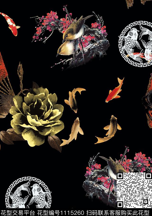 花卉几何大牌风数码印花华亿平台下载（图片编号: 1115260） - 瓦栏（Walan）