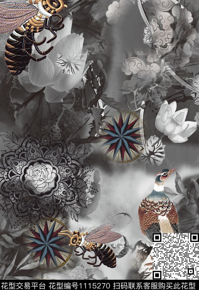 抽象几何大牌风数码印花华亿平台下载（图片编号: 1115270） - 瓦栏（Walan）