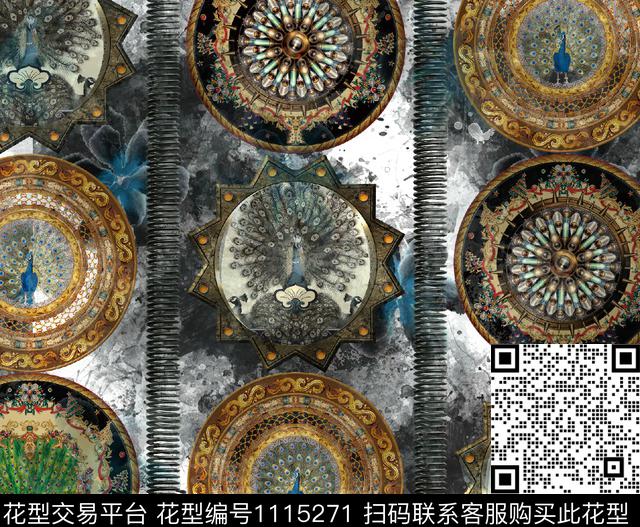 抽象几何大牌风数码印花华亿平台下载（图片编号: 1115271） - 瓦栏（Walan）