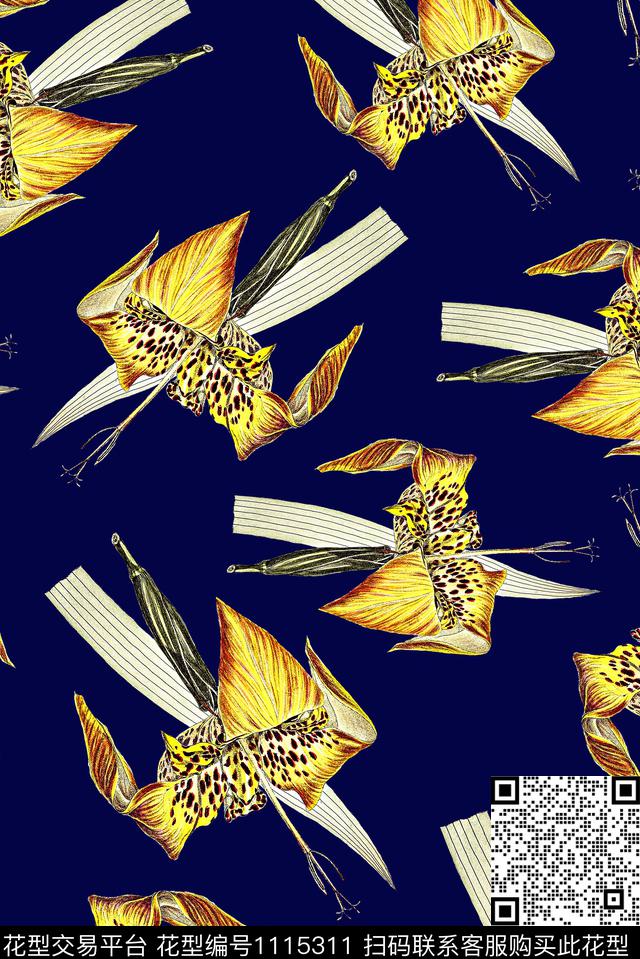 大花女装手绘花卉数码印花华亿平台下载（图片编号: 1115311） - 瓦栏（Walan）