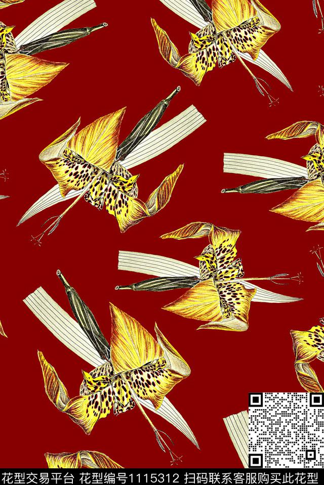 大花女装手绘花卉数码印花华亿平台下载（图片编号: 1115312） - 瓦栏（Walan）