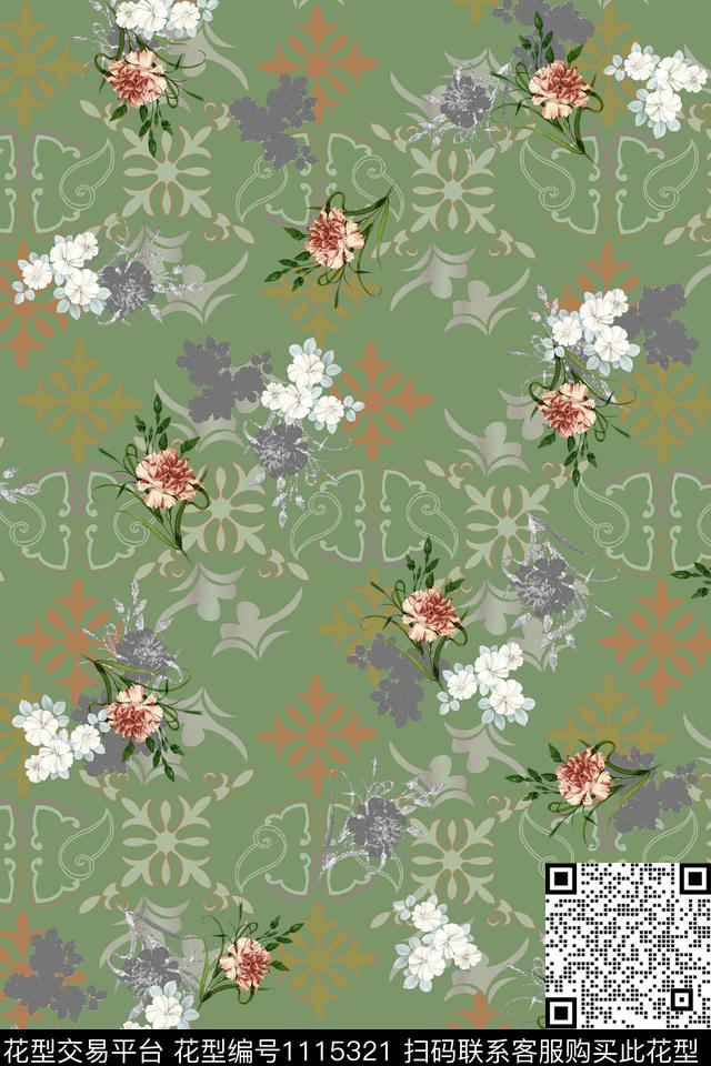 数码华亿平台满版散花花卉数码印花华亿平台下载（图片编号: 1115321） - 瓦栏（Walan）