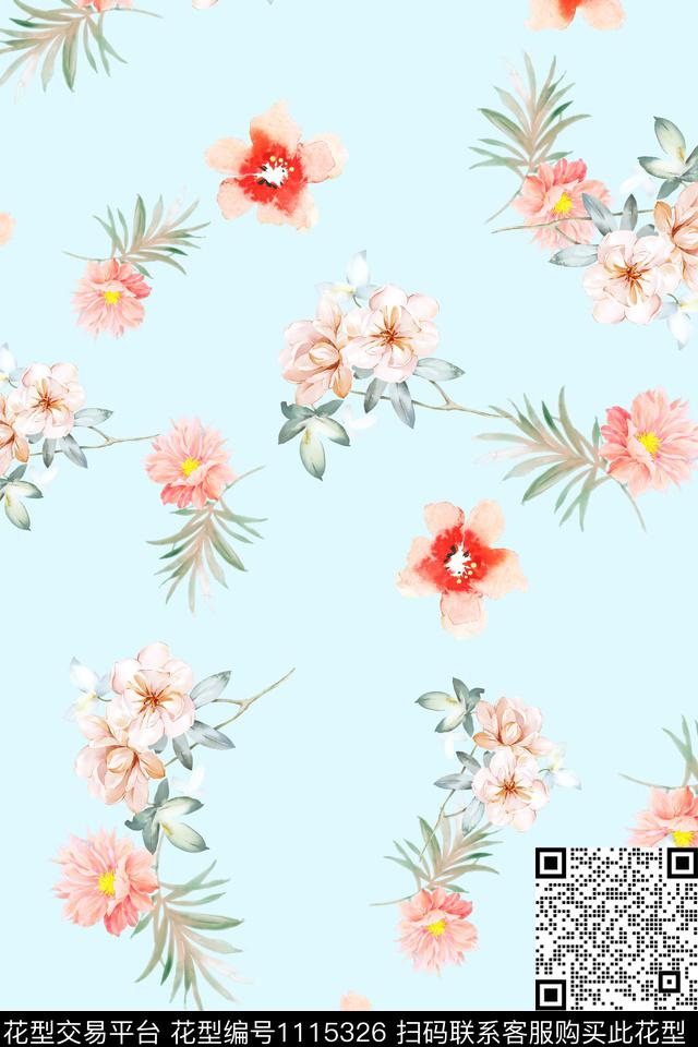 数码华亿平台满版散花花卉数码印花华亿平台下载（图片编号: 1115326） - 瓦栏（Walan）