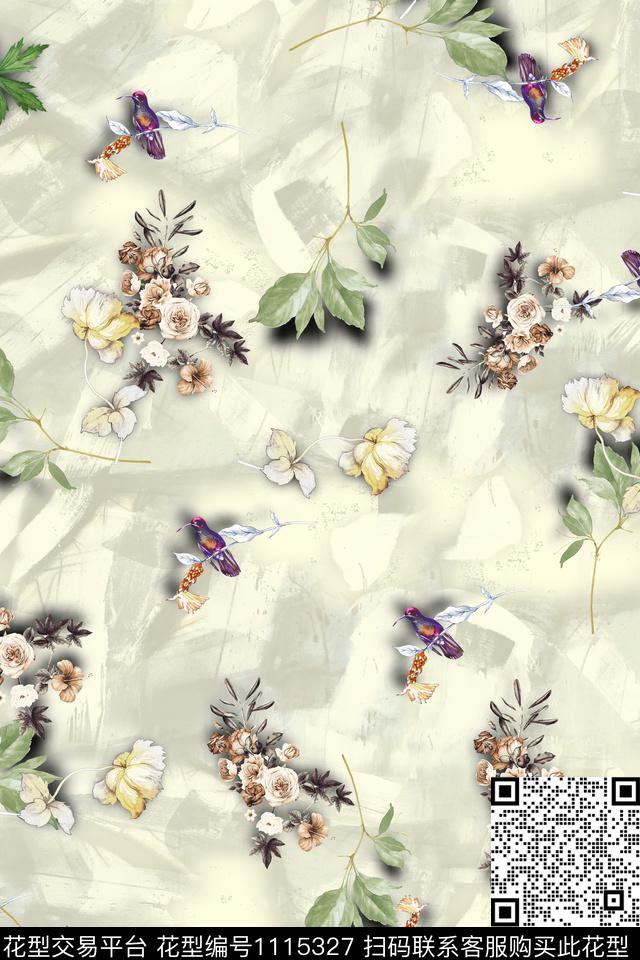 数码华亿平台满版散花花卉数码印花华亿平台下载（图片编号: 1115327） - 瓦栏（Walan）