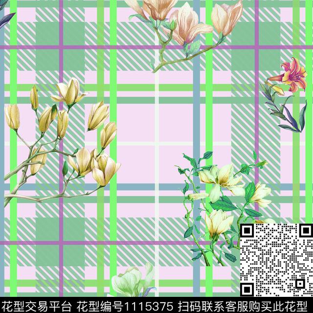 手绘花卉彩底花卉几何花卉数码印花华亿平台下载（图片编号: 1115375） - 瓦栏（Walan）