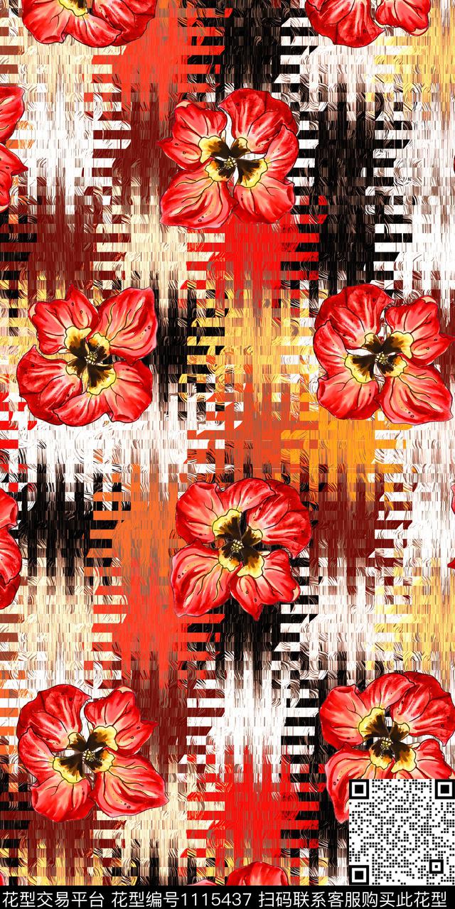 民族风数码华亿平台花卉数码印花华亿平台下载（图片编号: 1115437） - 瓦栏（Walan）