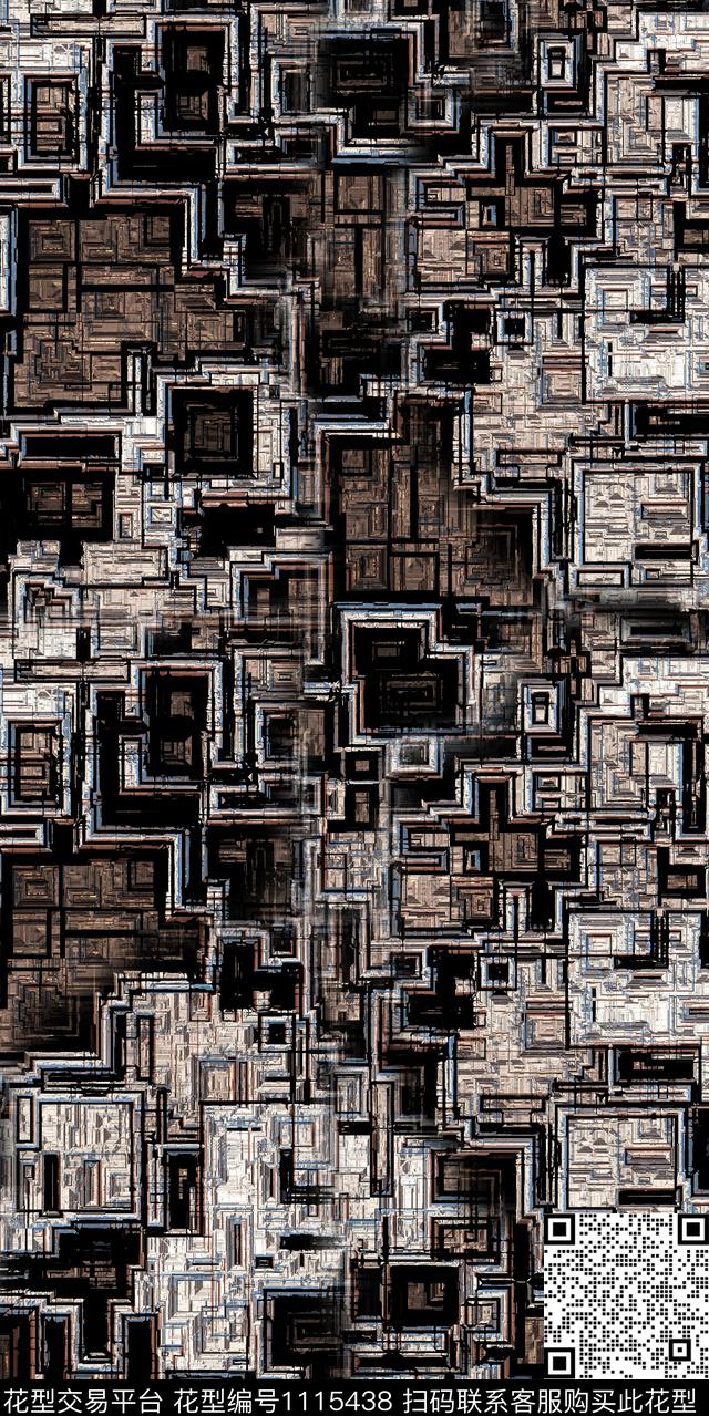 数码华亿平台抽象几何数码印花华亿平台下载（图片编号: 1115438） - 瓦栏（Walan）