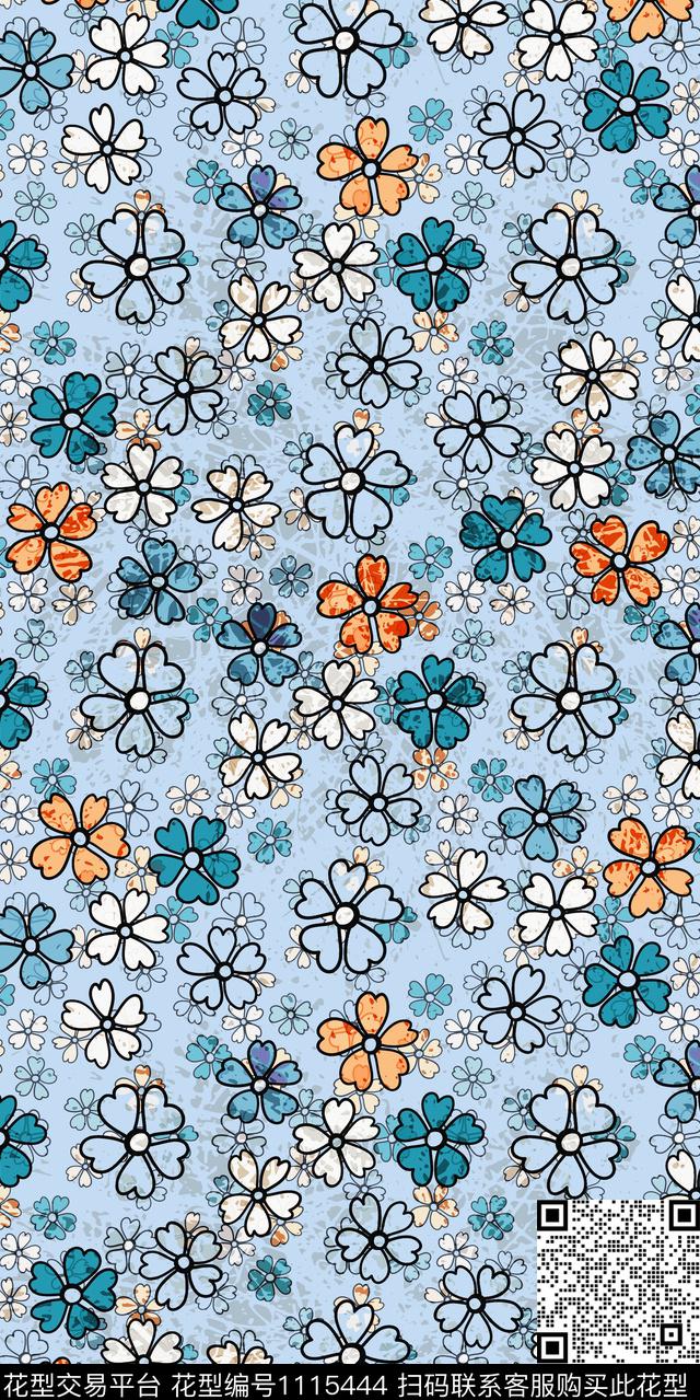 花卉小碎花数码印花华亿平台下载（图片编号: 1115444） - 瓦栏（Walan）