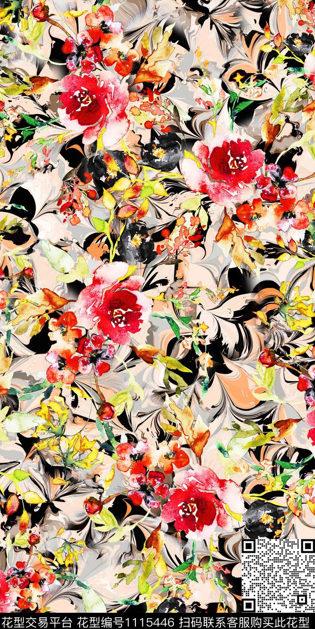 民族风数码华亿平台花卉数码印花华亿平台下载（图片编号: 1115446） - 瓦栏（Walan）