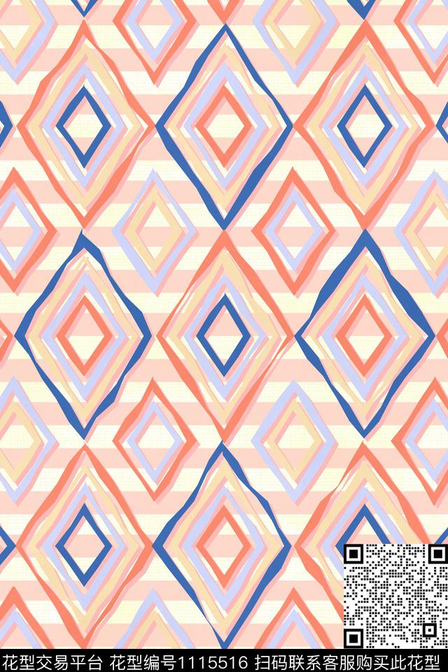 格子精致几何几何数码印花华亿平台下载（图片编号: 1115516） - 瓦栏（Walan）