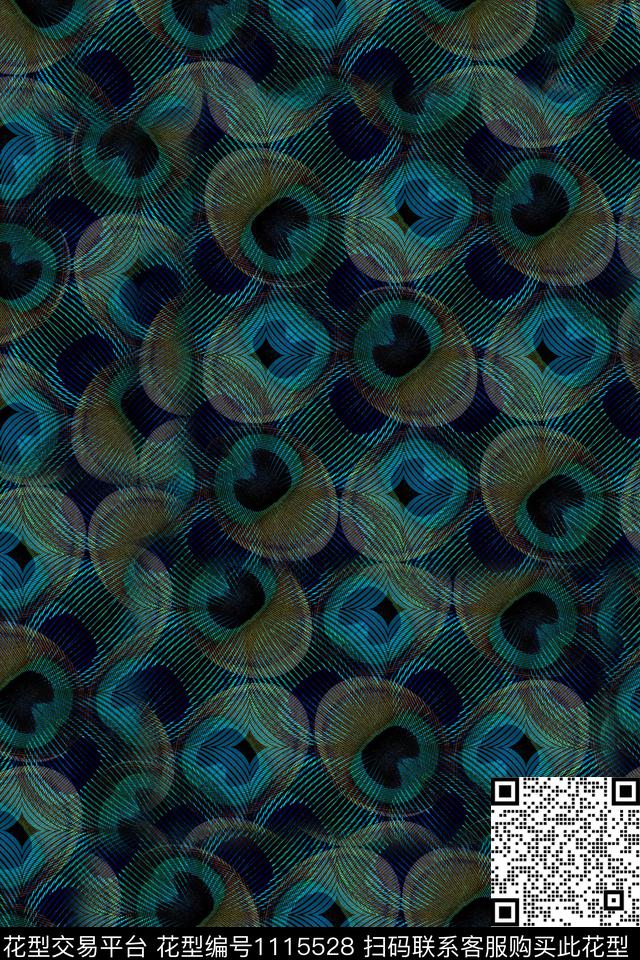 民族风孔雀纹轻奢大牌风数码印花华亿平台下载（图片编号: 1115528） - 瓦栏（Walan）