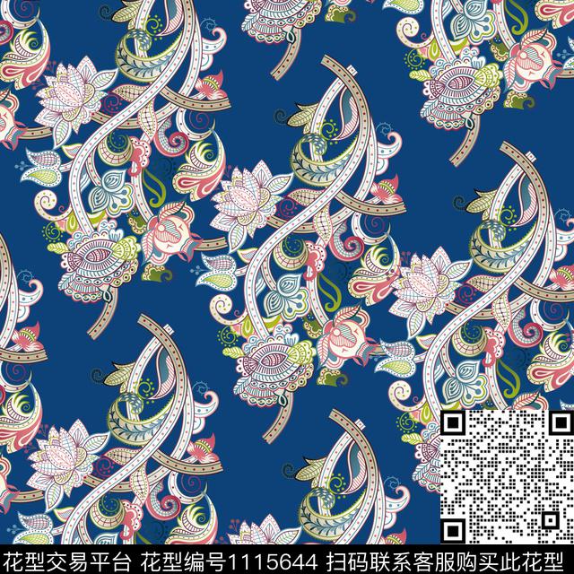 大牌风民族花卉民族风数码印花华亿平台下载（图片编号: 1115644） - 瓦栏（Walan）
