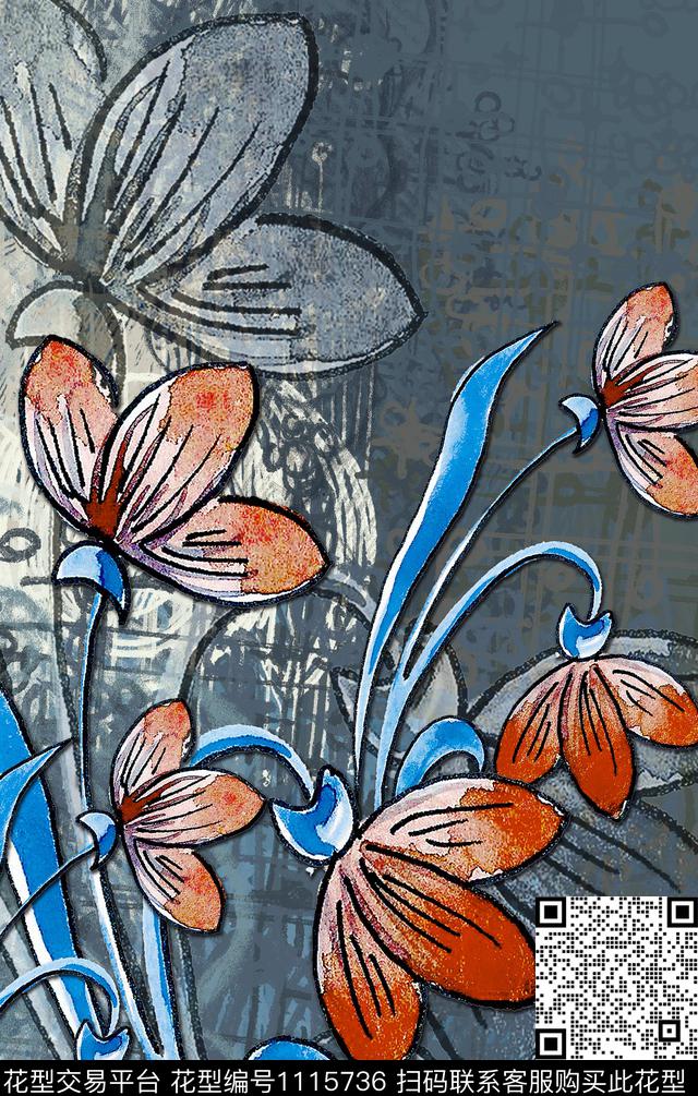 数码华亿平台花卉定位花数码印花华亿平台下载（图片编号: 1115736） - 瓦栏（Walan）