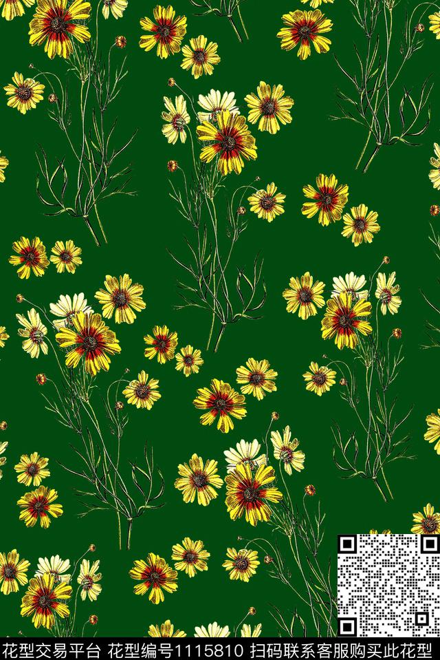 女装手绘花卉小碎花数码印花华亿平台下载（图片编号: 1115810） - 瓦栏（Walan）