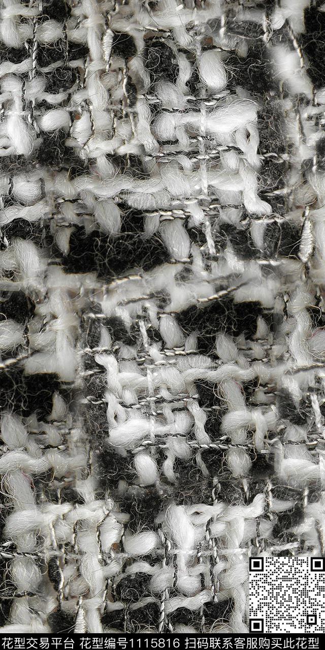 肌理大牌风纺织纹黑白风格数码印花华亿平台下载（图片编号: 1115816） - 瓦栏（Walan）