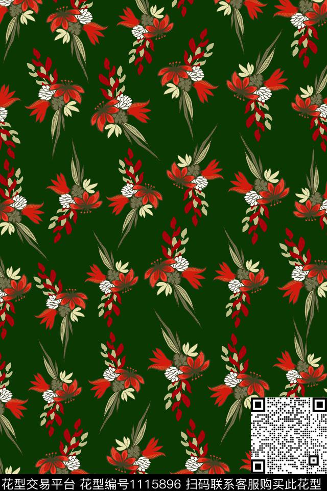 数码华亿平台民族风黑底花卉数码印花华亿平台下载（图片编号: 1115896） - 瓦栏（Walan）