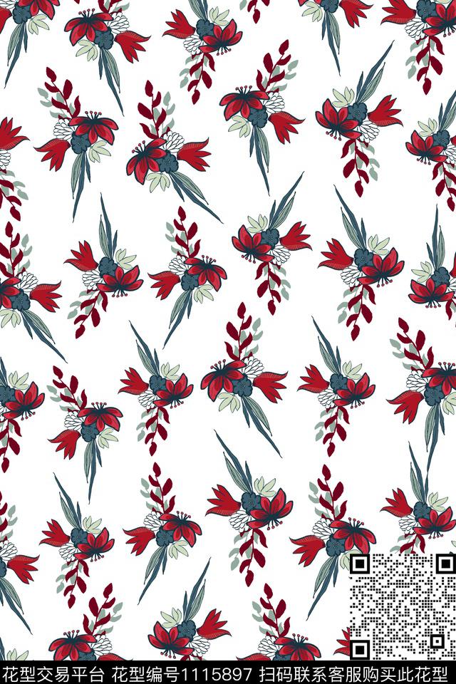 数码华亿平台民族风黑底花卉数码印花华亿平台下载（图片编号: 1115897） - 瓦栏（Walan）