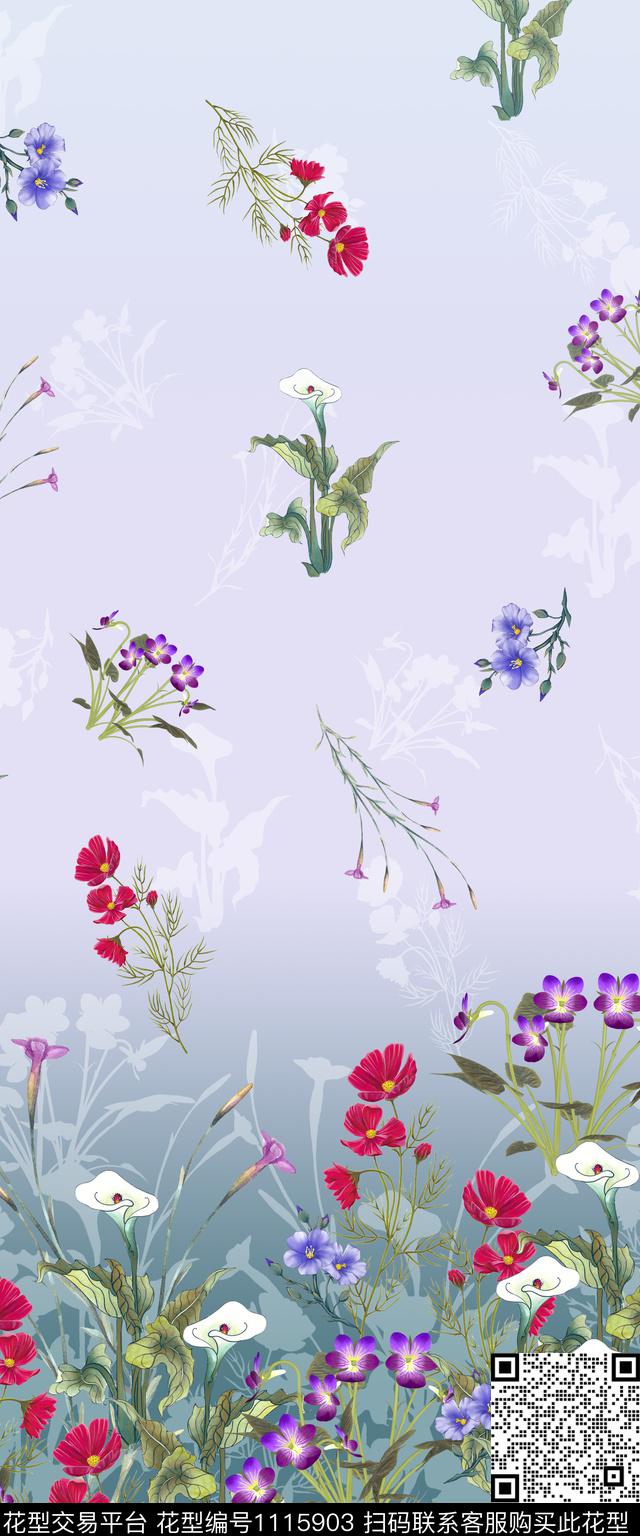 数码定位花手绘花卉定位花数码印花华亿平台下载（图片编号: 1115903） - 瓦栏（Walan）