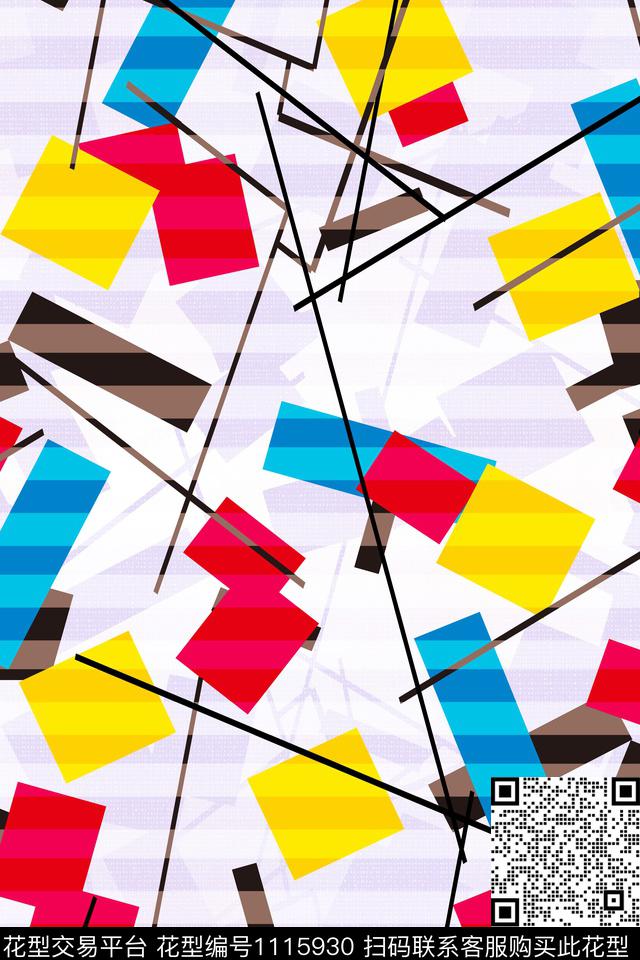 简约大牌风几何数码印花华亿平台下载（图片编号: 1115930） - 瓦栏（Walan）
