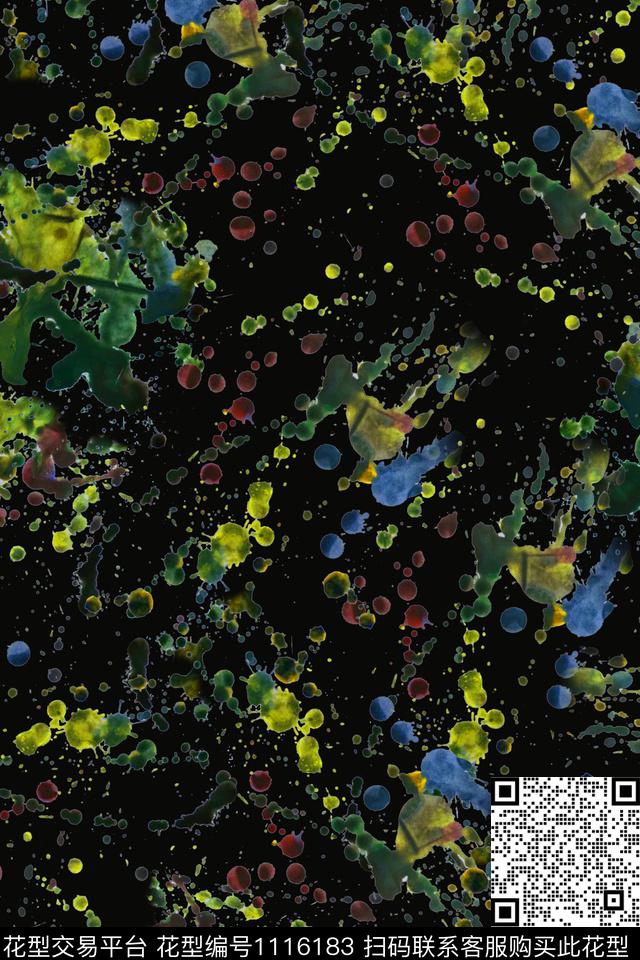 趣味抽象手绘数码印花华亿平台下载（图片编号: 1116183） - 瓦栏（Walan）