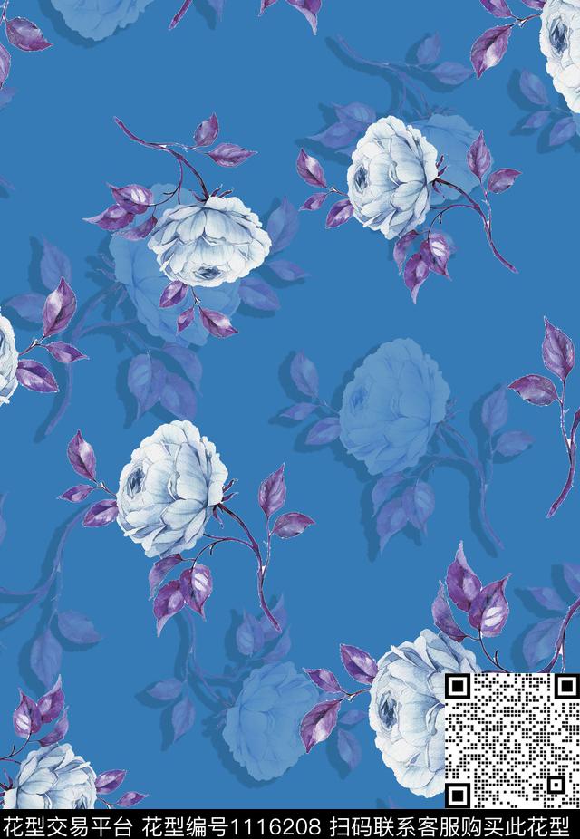 数码华亿平台简约花卉传统印花华亿平台下载（图片编号: 1116208） - 瓦栏（Walan）