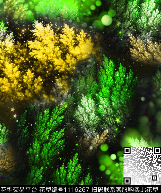 抽象花卉树林炫彩数码印花华亿平台下载（图片编号: 1116267） - 瓦栏（Walan）