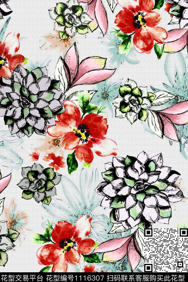 数码华亿平台抽象大牌风数码印花华亿平台下载（图片编号: 1116307） - 瓦栏（Walan）