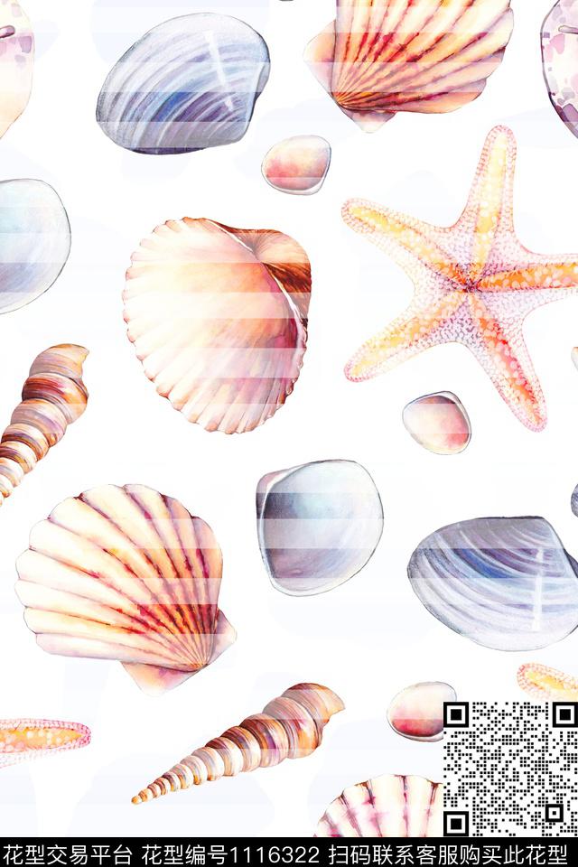 贝壳小清新动物数码印花华亿平台下载（图片编号: 1116322） - 瓦栏（Walan）