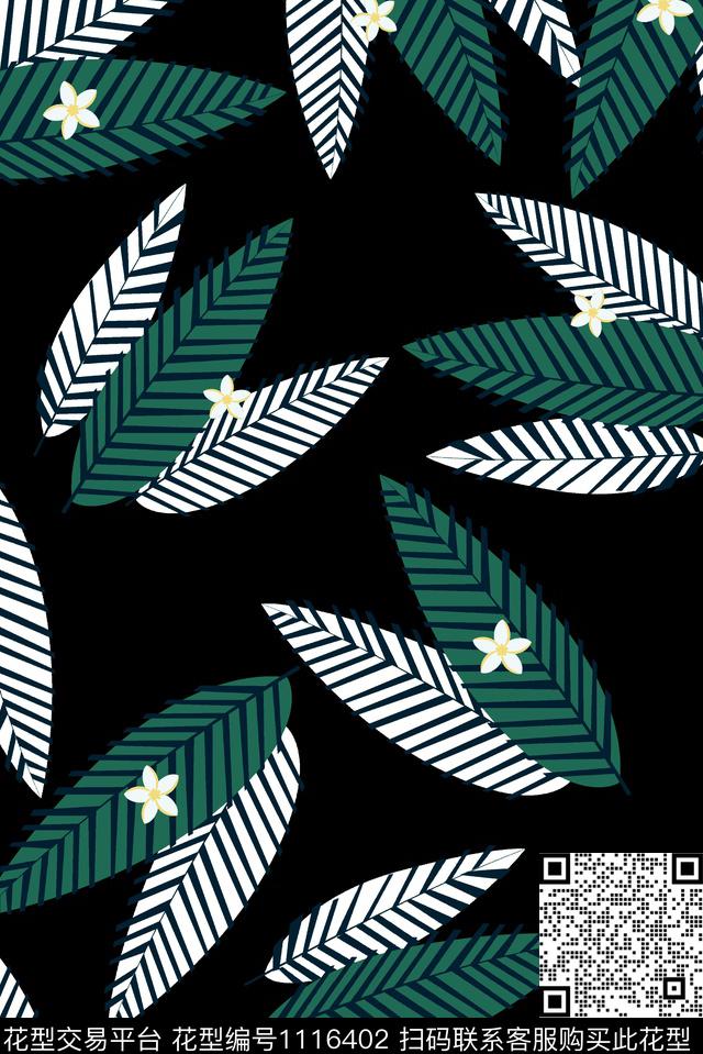 绿植树叶女装传统华亿平台数码印花华亿平台下载（图片编号: 1116402） - 瓦栏（Walan）