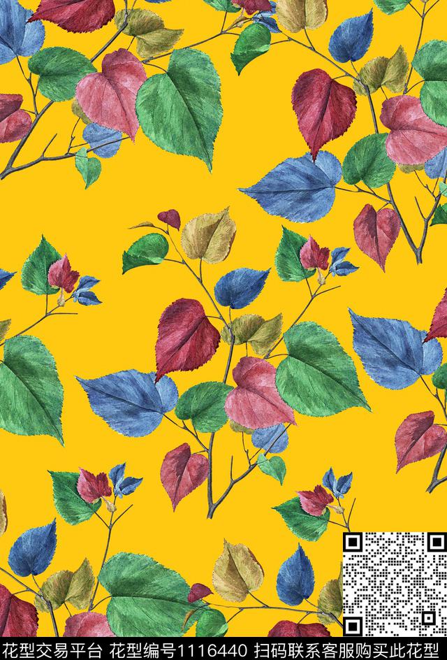 女装绿植树叶植物数码印花华亿平台下载（图片编号: 1116440） - 瓦栏（Walan）