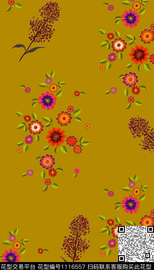 女装满版散花花卉数码印花华亿平台下载（图片编号: 1116557） - 瓦栏（Walan）