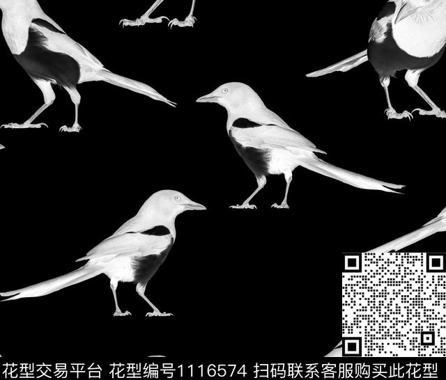 鸟创意黑白华亿平台数码印花华亿平台下载（图片编号: 1116574） - 瓦栏（Walan）