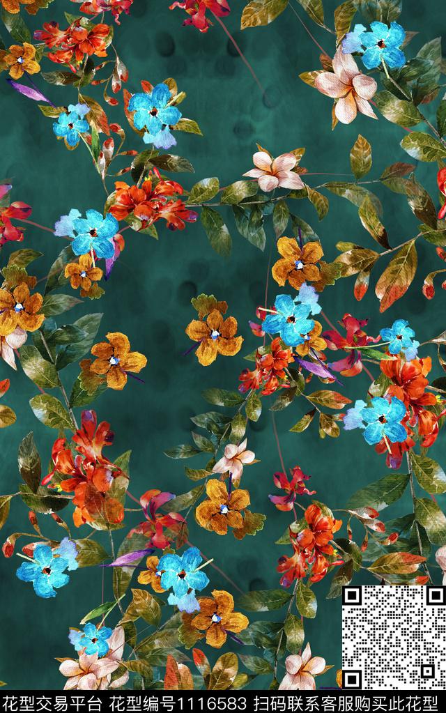 数码华亿平台花卉中国风数码印花华亿平台下载（图片编号: 1116583） - 瓦栏（Walan）