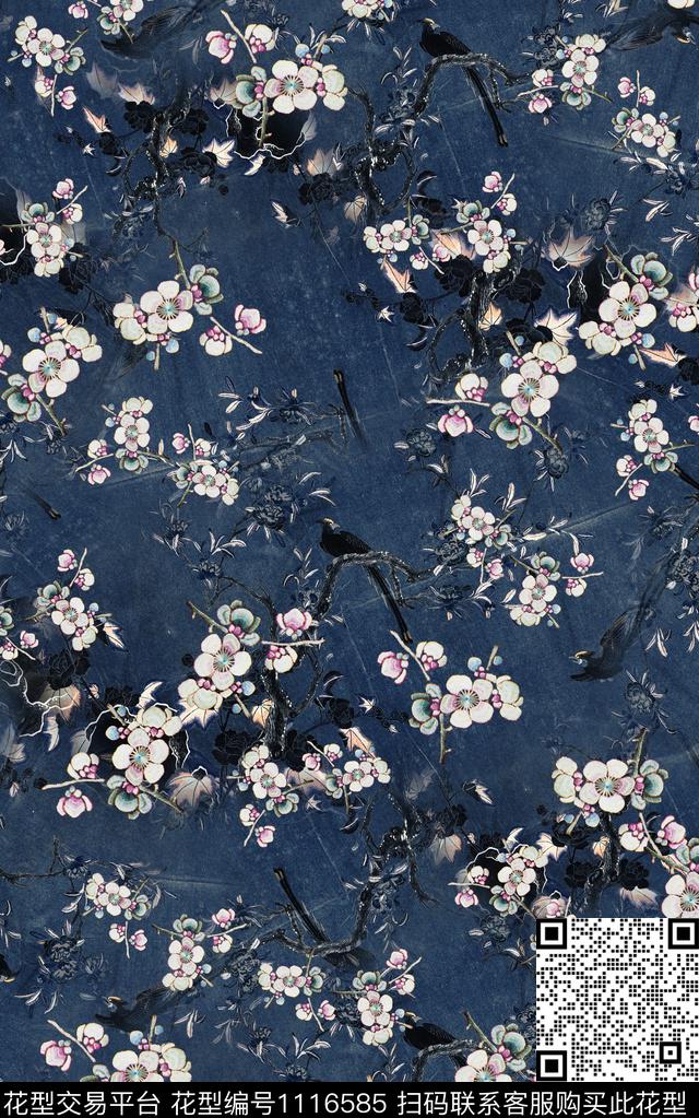 数码华亿平台花卉中国风数码印花华亿平台下载（图片编号: 1116585） - 瓦栏（Walan）