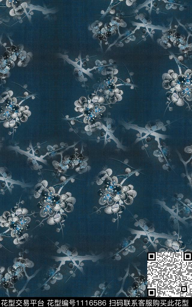 数码华亿平台花卉中国风数码印花华亿平台下载（图片编号: 1116586） - 瓦栏（Walan）