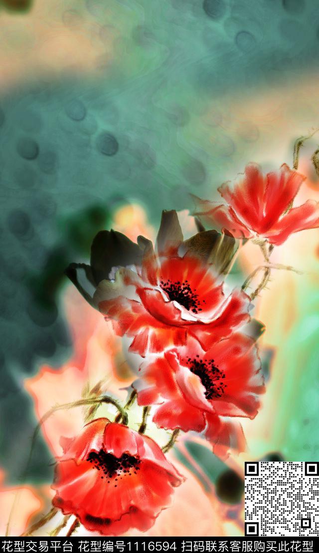 数码华亿平台秋冬华亿平台花卉数码印花华亿平台下载（图片编号: 1116594） - 瓦栏（Walan）